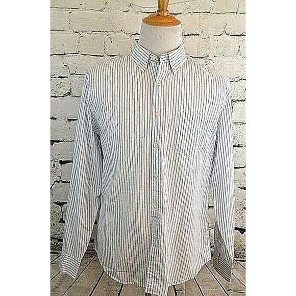 J.Crew Men's Button Down Long Sleeve Striped Long Sleeve Dress Shirt Size Large - Picture 1 of 11